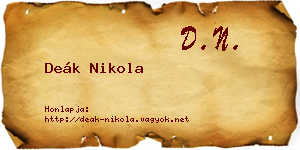Deák Nikola névjegykártya